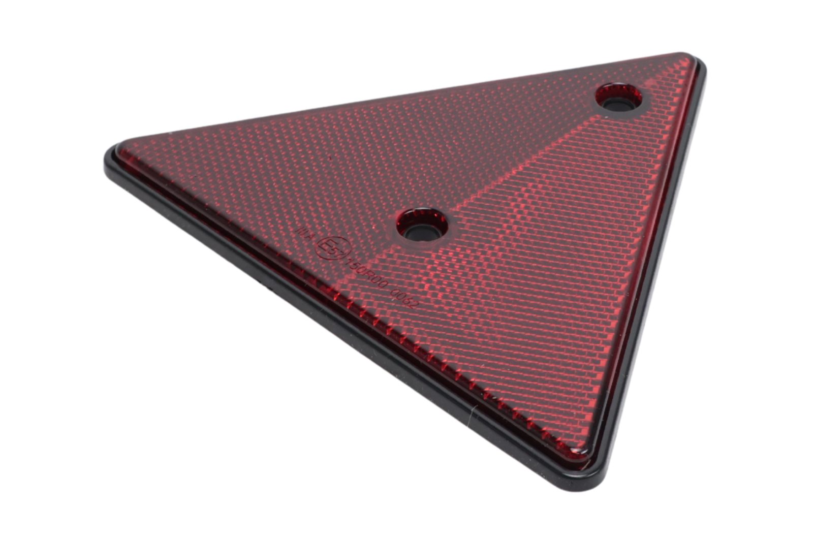 Red triangle reflector – 153 x 130 mm – 70 mm hole centres – 2 pieces