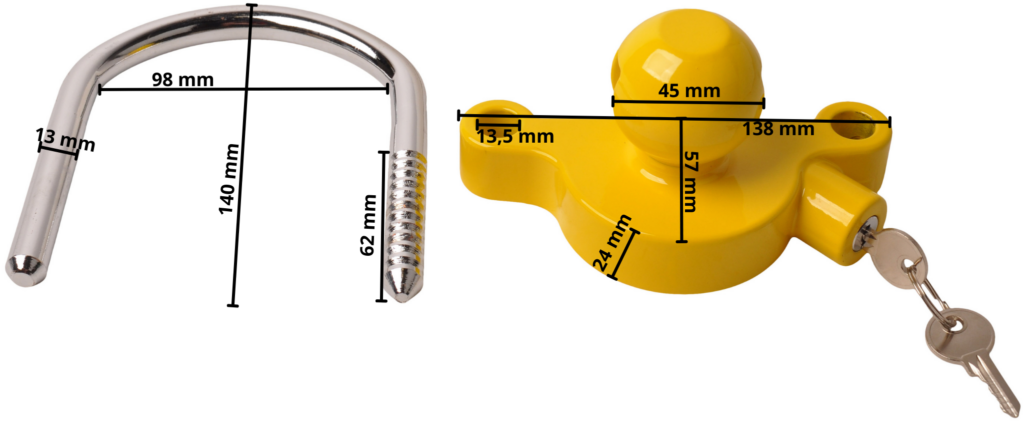 Technical drawing – Coupling hitch lock with shackle – universal