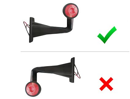 Red/white angled outline marker lights, 19 cm – set of 2 – left and right – LED