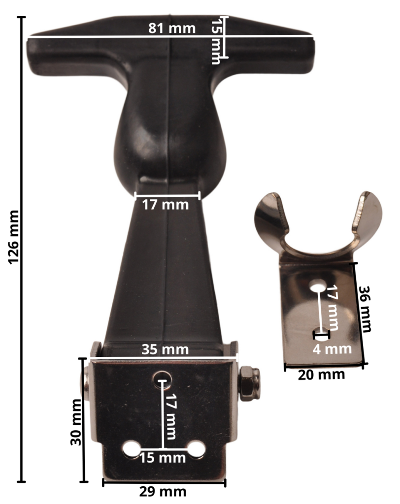 Technical drawing – Rubber hood catch incl. keeper – 12 cm