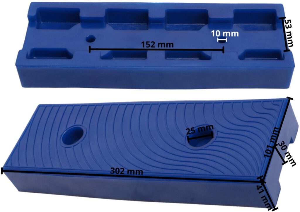 Technical drawing – Bunk pad – 302 x 101 x 30 mm – blue