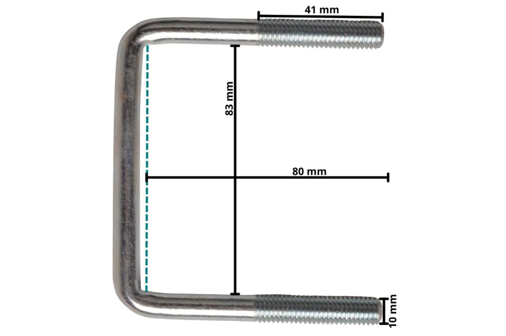 Technical drawing – M10 U-bolt 80 x 83 mm