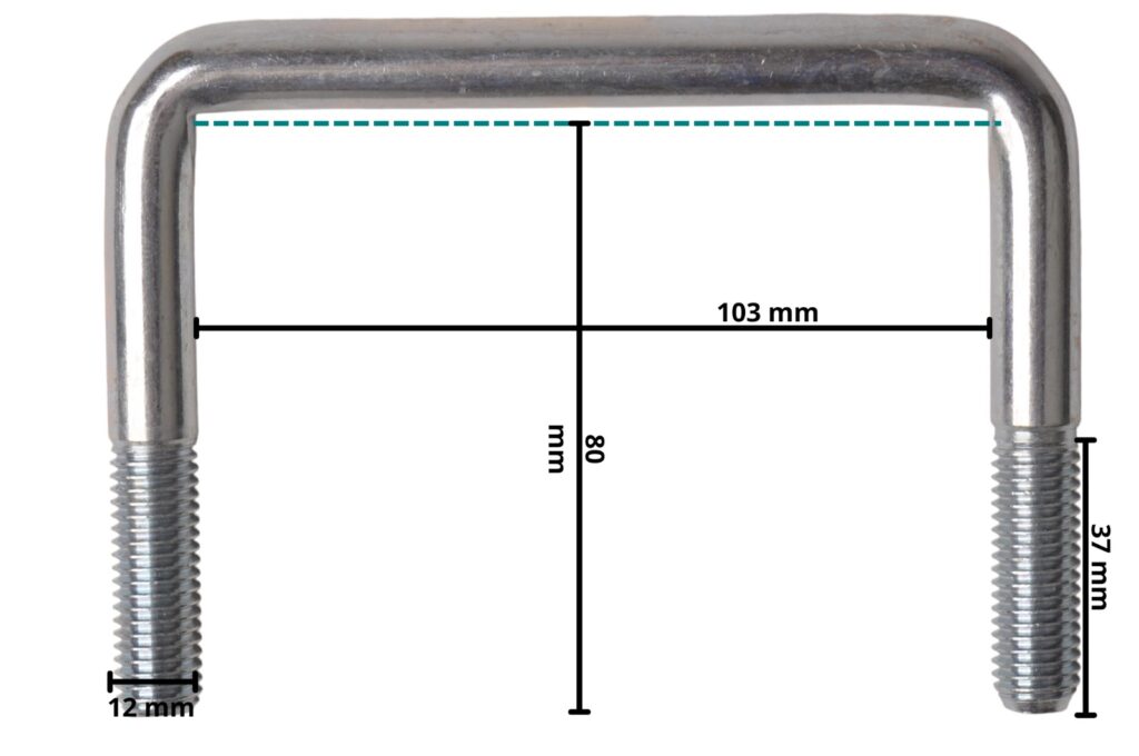 Technical drawing – M12 U-bolt 80 x 103 mm