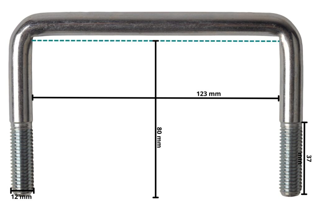 Technical drawing – M12 U-bolt 80 x 123 mm