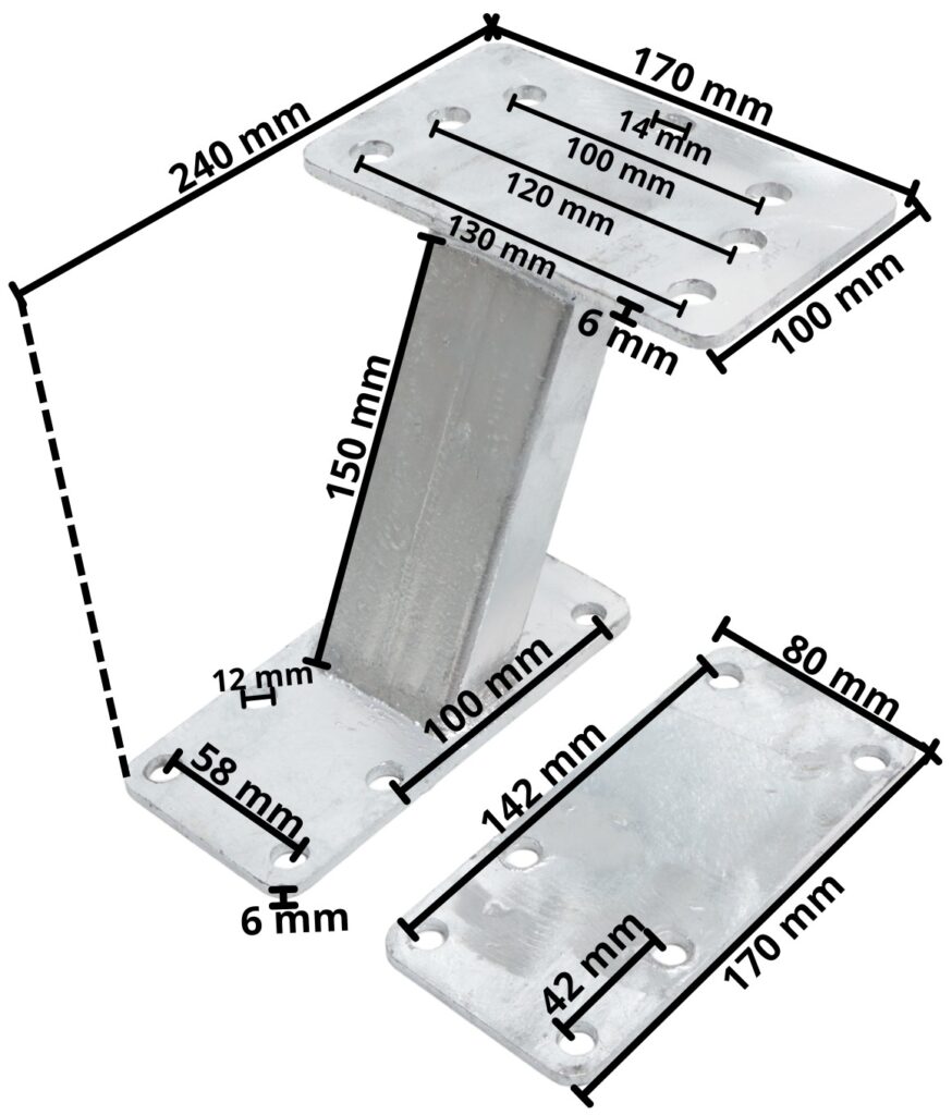 Technical drawing – Drawbar-mounted spare wheel carrier – from 10 inch