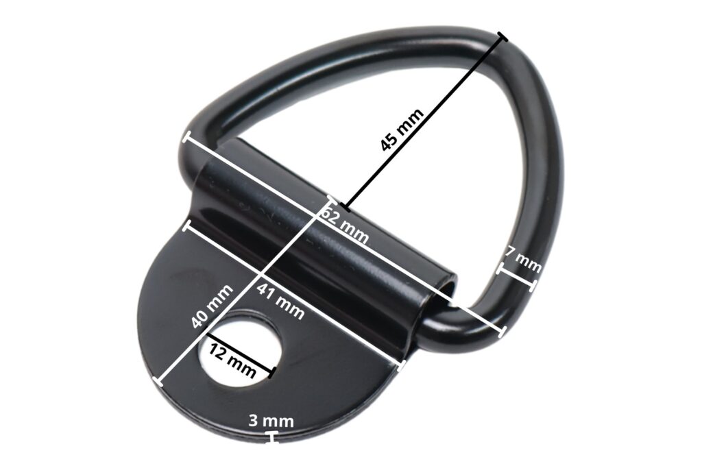 Technical drawing – Floor ring / single lashing eye, black, 85 x 41 mm – eye diameter 41 mm