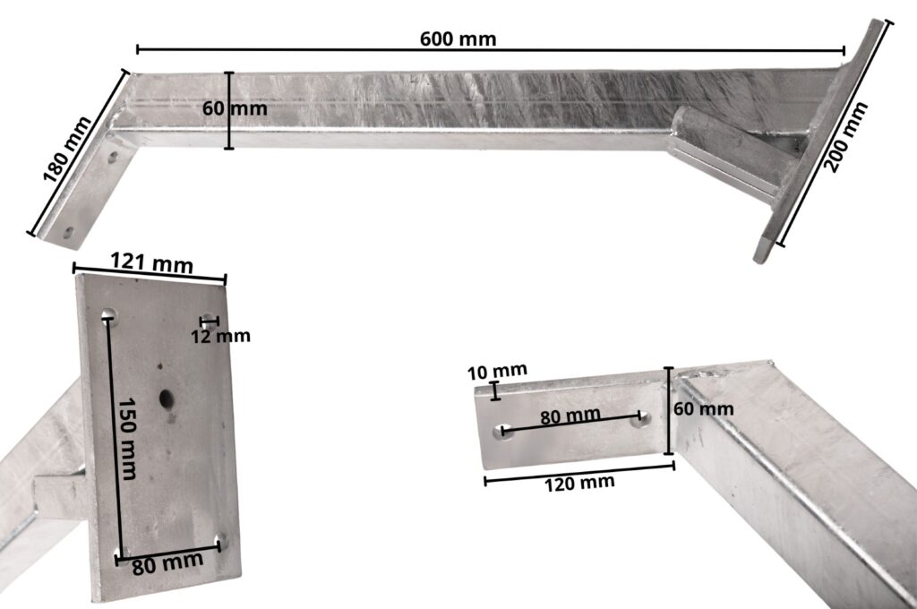 Technical drawing – Winch post for hand winch – galvanised steel