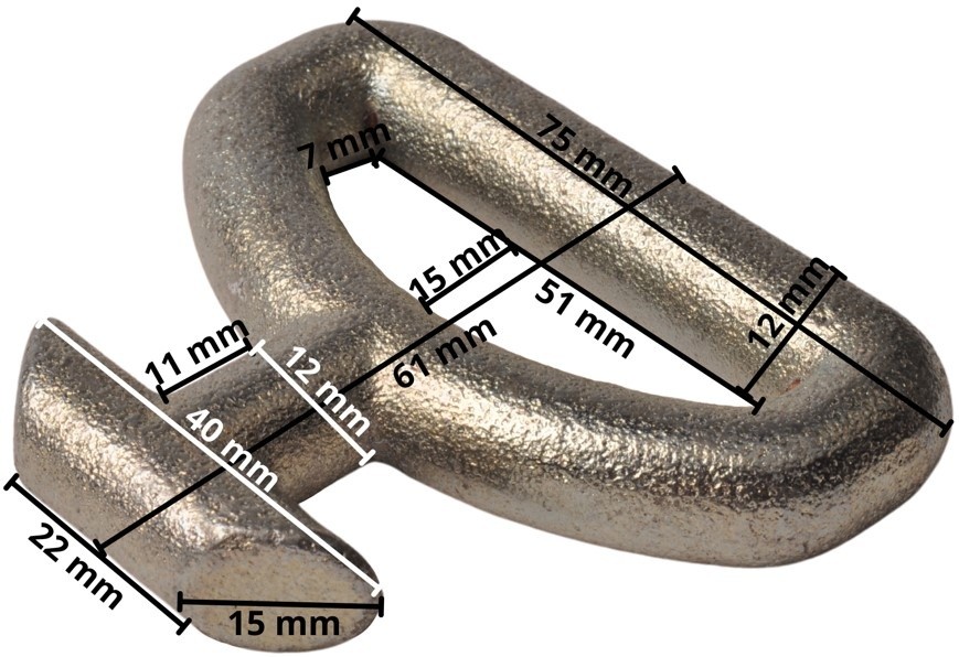 Technical drawing – Replacement hook for Anssems car transporter wheel strap