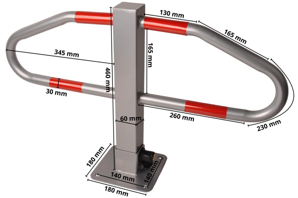 Technical drawing – Parking barrier – 465 x 750 mm – incl. reflective tape