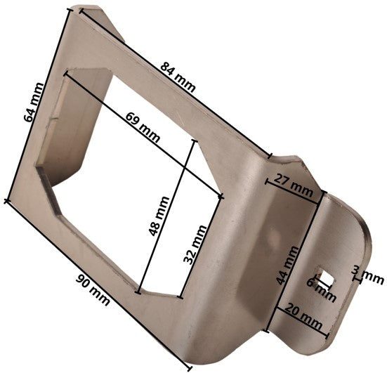 Protective guard for Aspöck Flexipoint rear lights – stainless steel – 130 x 64 x 27 mm