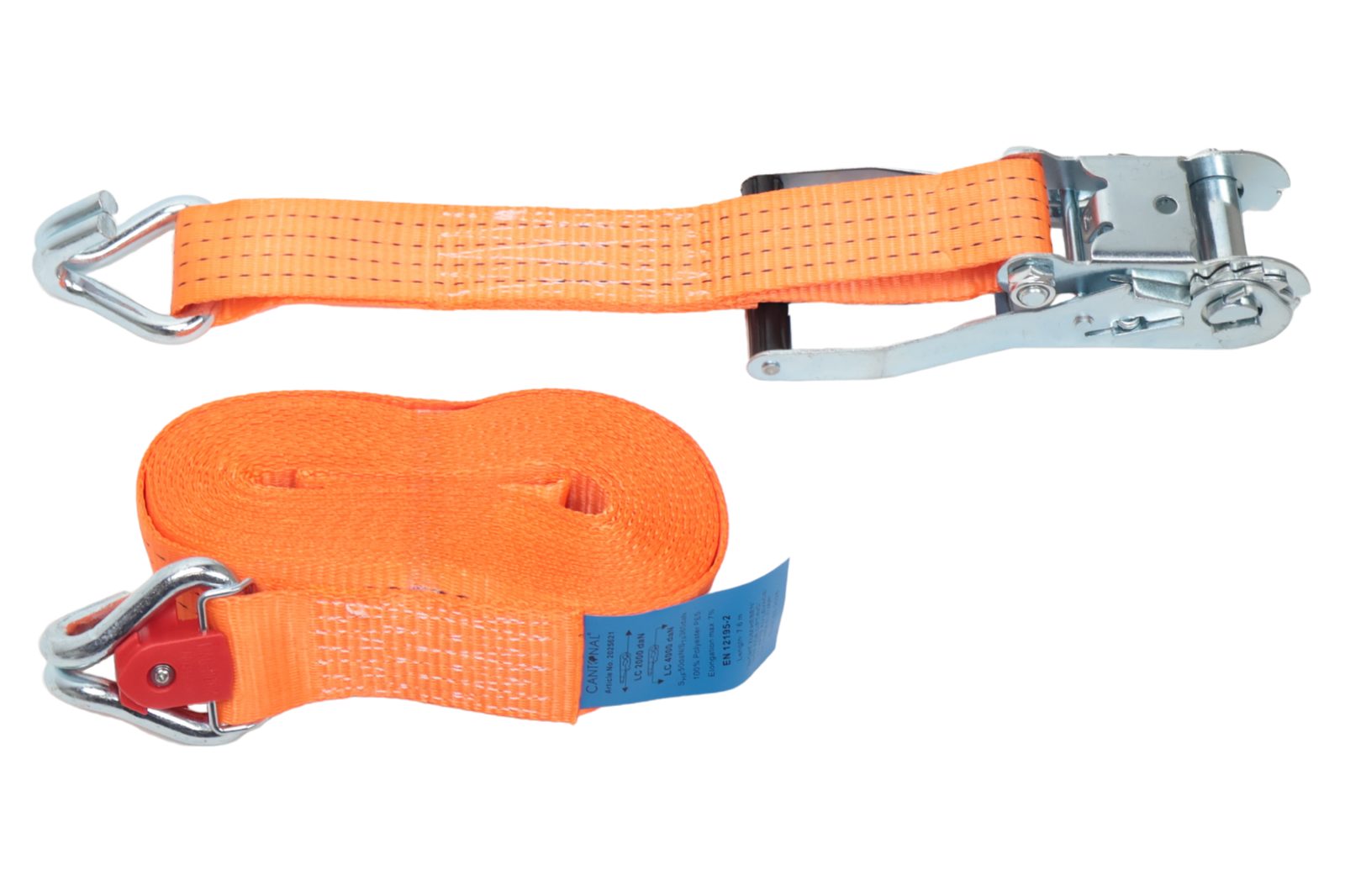 Ratchet strap with magnetic hook – 800 x 5 cm – 4000 kg – 2-part – orange