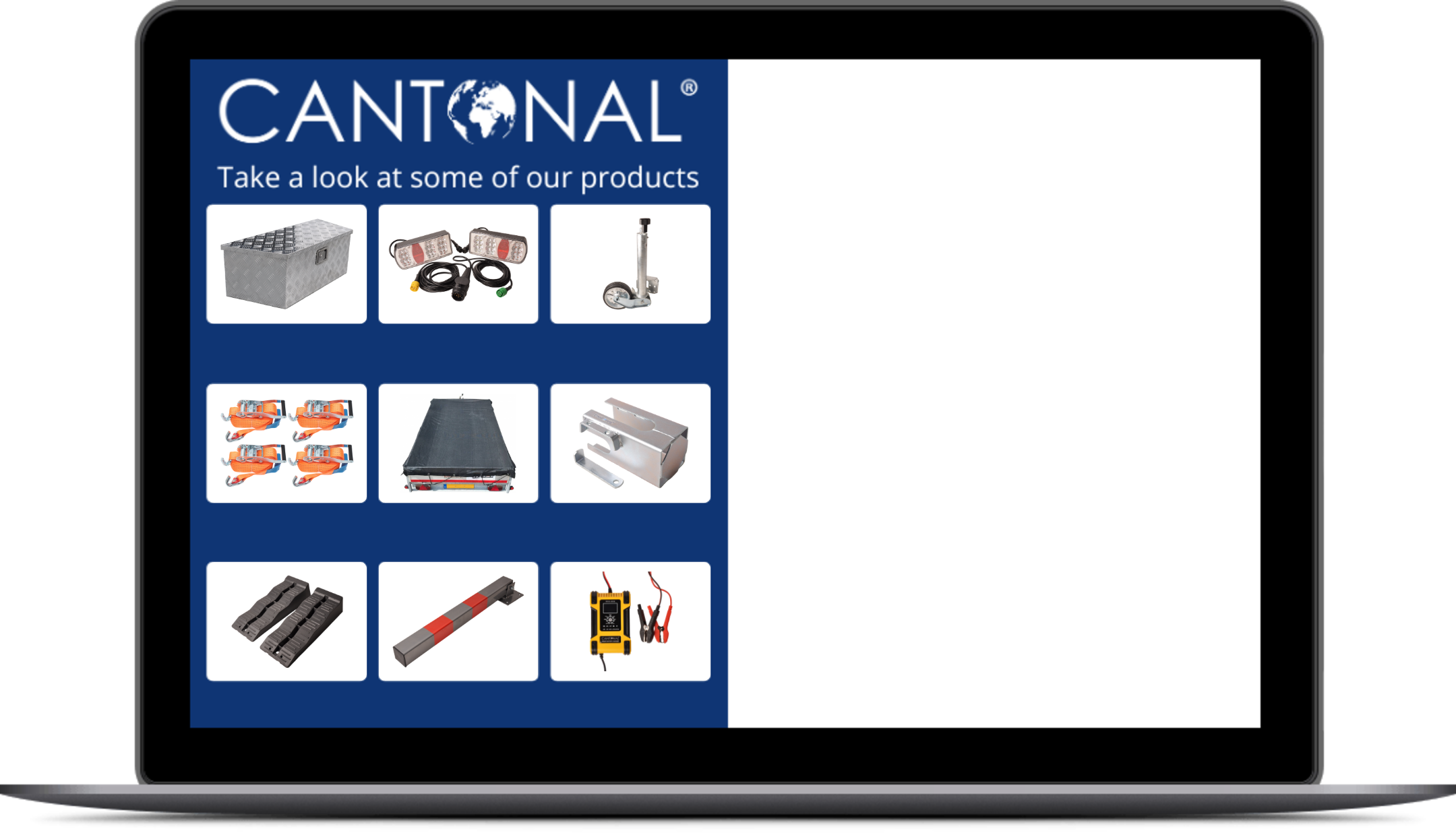 Cantonal product catalogue on a laptop screen