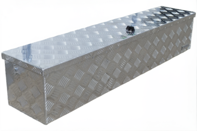 Aluminium chequer plate drawbar box – 1250 x 250 x 250 mm