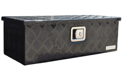 Aluminium chequer plate drawbar box / toolbox 765 x 330 x 245 mm – integrated lock – 2.5 mm material