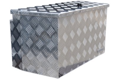Aluminium chequer plate drawbar box 760 x 380 x 400 mm