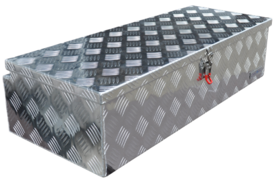 Aluminium chequer plate drawbar box 900 x 380 x 230 mm