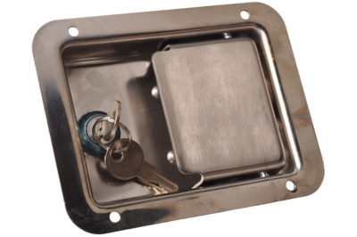 Polished stainless steel flush lock – 140 x 108 mm – incl. 2 keys