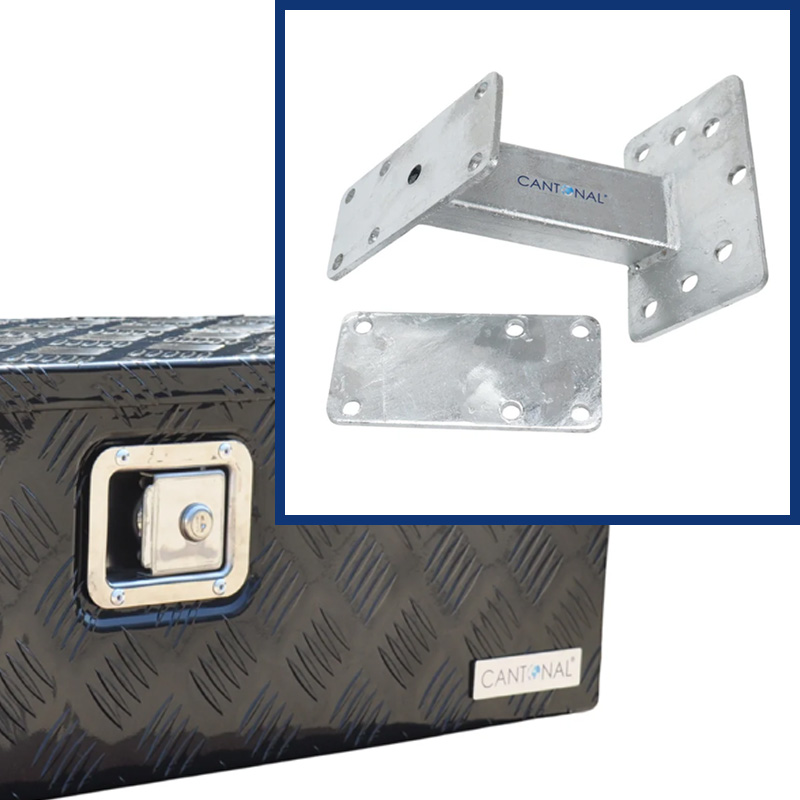 Cantonal aluminium drawbar box and galvanised bracket