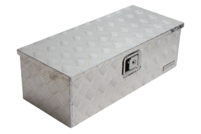Aluminium chequer plate drawbar box / toolbox 765 x 330 x 245 mm – integrated lock – 1.3 mm