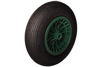 Wheelbarrow wheel – 4.00-8 – pneumatic tyre – plastic rim – max. load 150 kg – axle bore 20 mm – incl. roller bearing