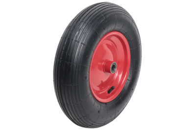 Wheelbarrow wheel – 4.00-8 – pneumatic tyre, steel rim – max. load 195 kg – hub bore 20 mm – incl. axle and spacers