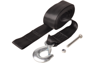 Boat trailer winch strap with hook – 5 cm x 6.1 m – 612 kg – black – incl. mounting bolt