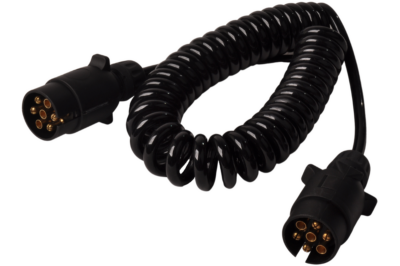 Premium coiled adapter cable, 7-core, with 2x 7-pin plug – 90 to 250 cm