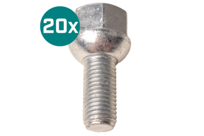 Set of 20 wheel bolts – ball seat (spherical) – M12 x 1.5