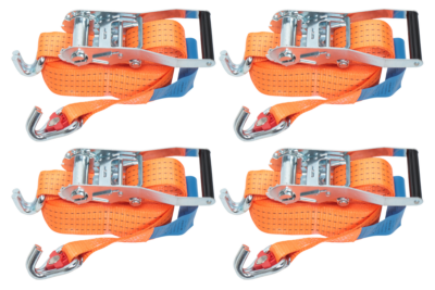 Set of 4 ratchet straps 800 x 5 cm – 4000 kg – magnetic hook
