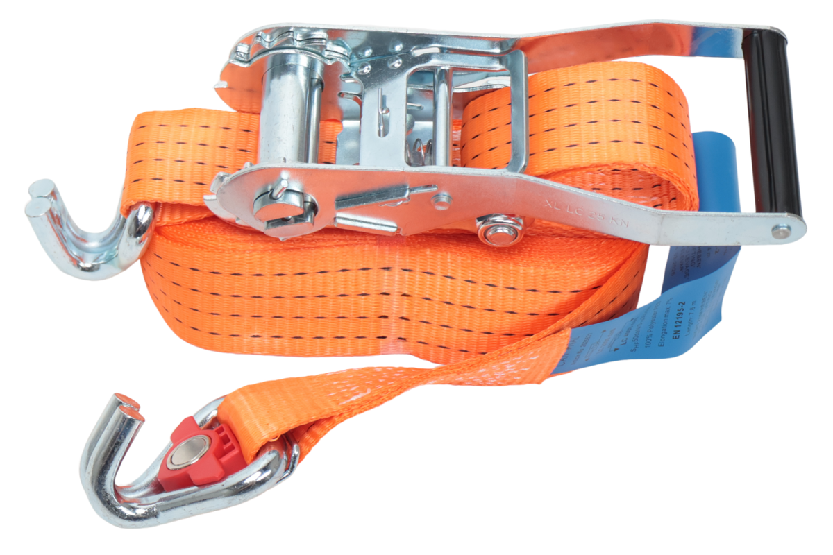 Ratchet strap with magnetic hook – 800 x 5 cm – 4000 kg – 2-part – orange