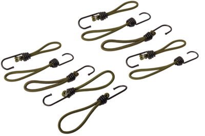 Bungee cords with hook – 15 cm – dark green with black hook