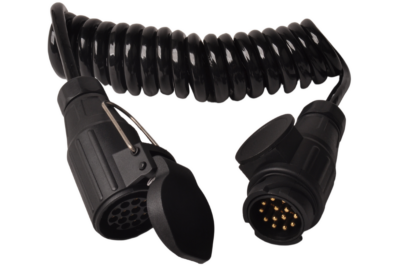 Coiled extension cable, 8-core, with 13-pin plug & 13-pin socket – 80 to 175 cm