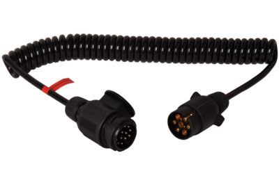 Coiled adapter cable, 7-core, with 13-pin plug & 7-pin plug – 90 to 250 cm